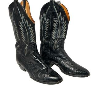 Vintage Panhandle Slim Ostrich Leg Western Boots Men’s 10.5 E Black Handmade